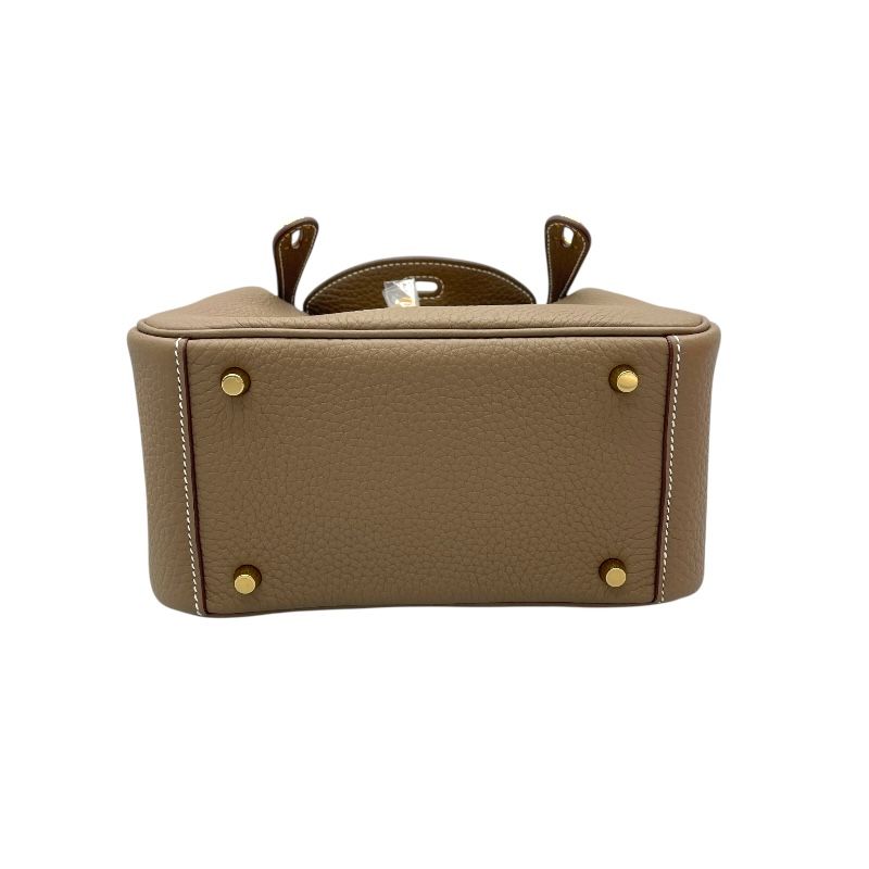 HERMES Lindy Mini Bag in Etoupe with Gold Hardware - Unmatched Elegance