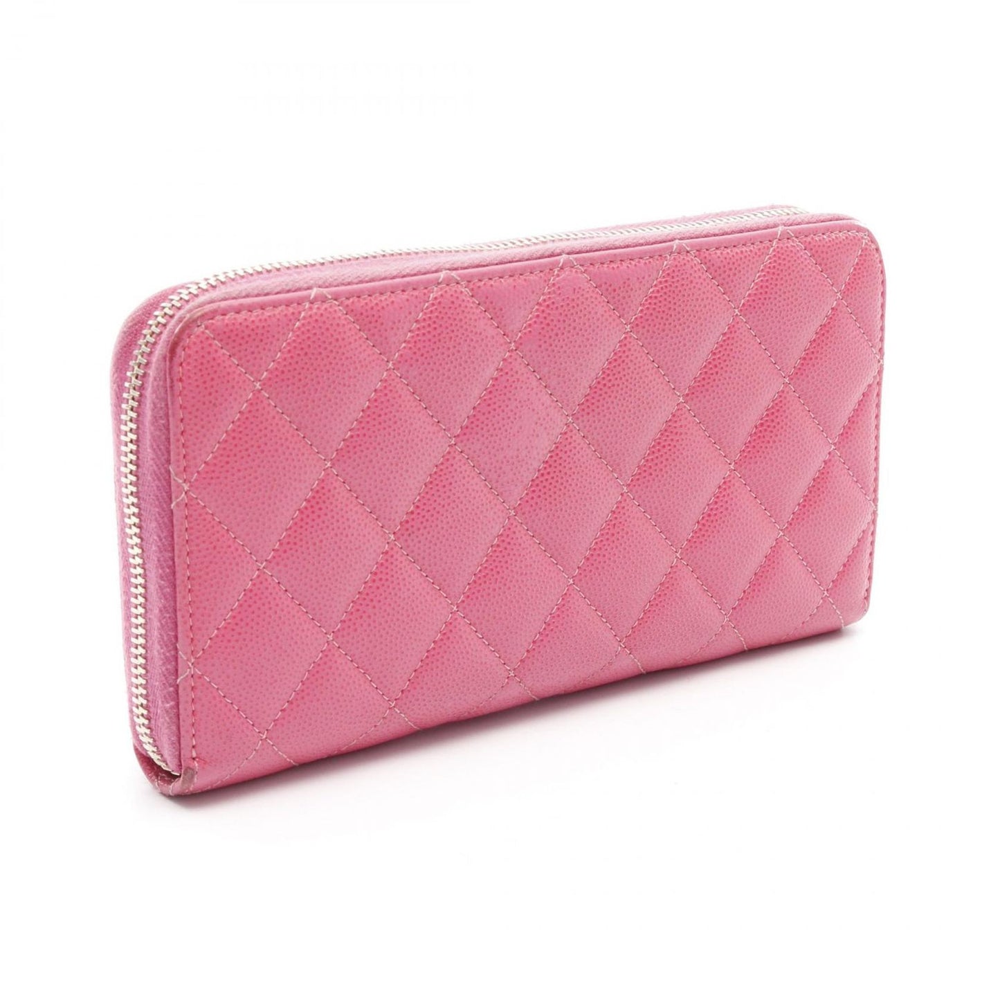 CHANEL Matelassé Round Wallet in Pink Caviar Leather - A50097