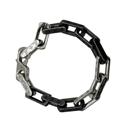 Louis Vuitton Monogram Chain Bracelet in Silver & Black