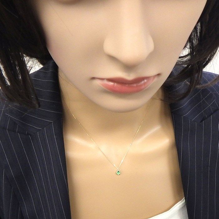 Elegant Green Chalcedony & Diamond Drop Necklace in K10YG