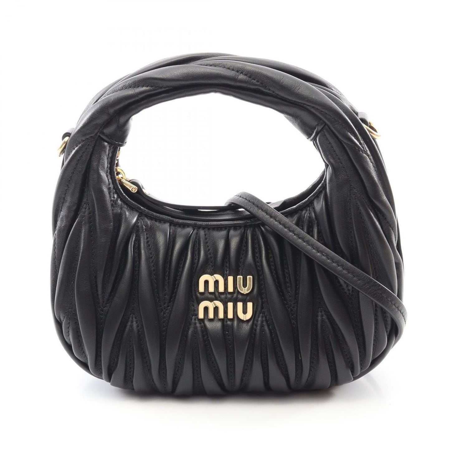 Miu Miu Wonder Matelassé Black Leather 2-Way Shoulder Bag