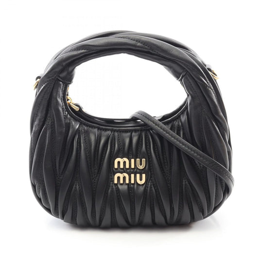 Miu Miu Wonder Matelassé Black Leather 2-Way Shoulder Bag