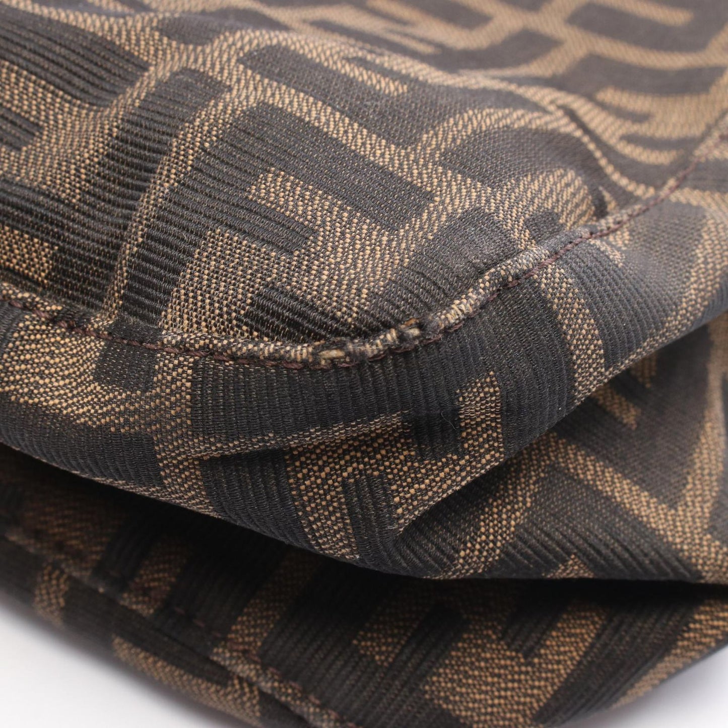 Fendi Mamma Baguette Zucca Shoulder Bag - Black/Khaki Canvas & Leather