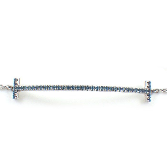 Tiffany & Co. T Smile Bracelet with Blue Topaz in K18 White Gold