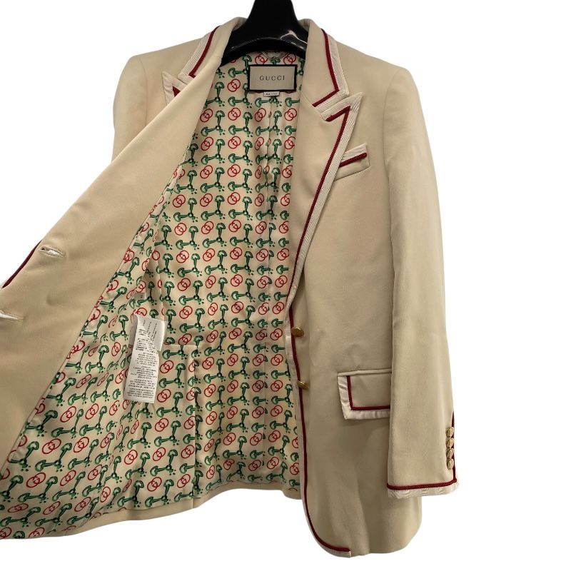 GUCCI Cream Rayon Tailored Blazer Jacket with Unique Lining