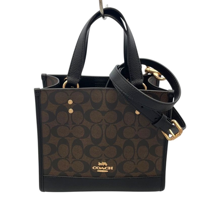 COACH Signature 2WAY Black Canvas & Leather Shoulder Bag