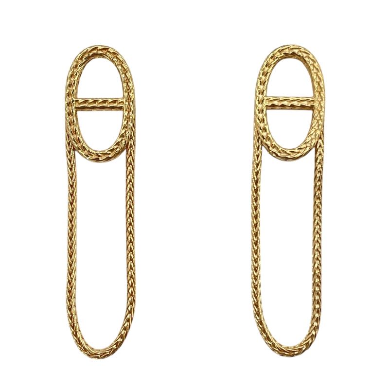 HERMES Chaine d'Ancre Earrings in K18 Pink Gold - Exquisite Luxury