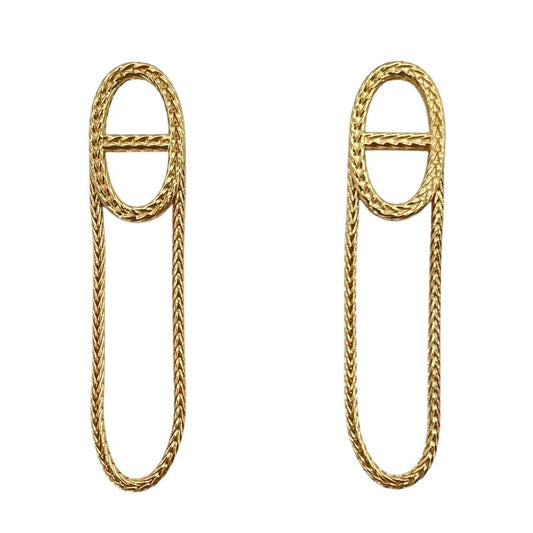 HERMES Chaine d'Ancre Earrings in K18 Pink Gold - Exquisite Luxury