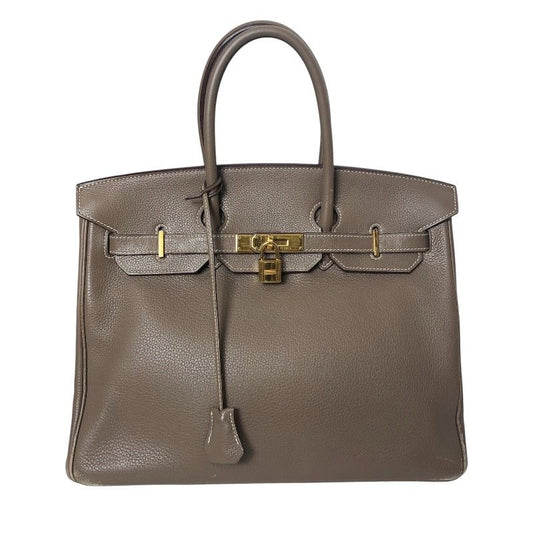HERMES Birkin 35 Etoupe with Gold Hardware - Iconic Luxury Handbag