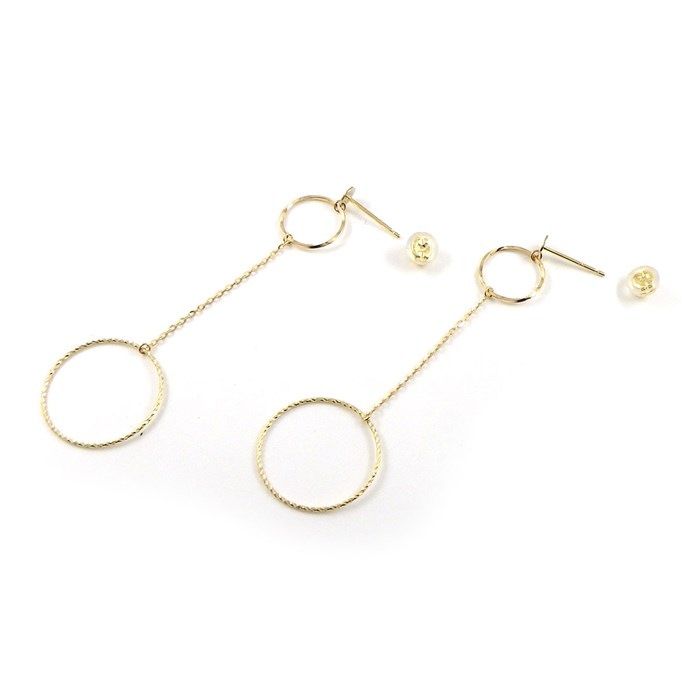 K18YG Swing Drop Circle Earrings - Exquisite Gold Elegance