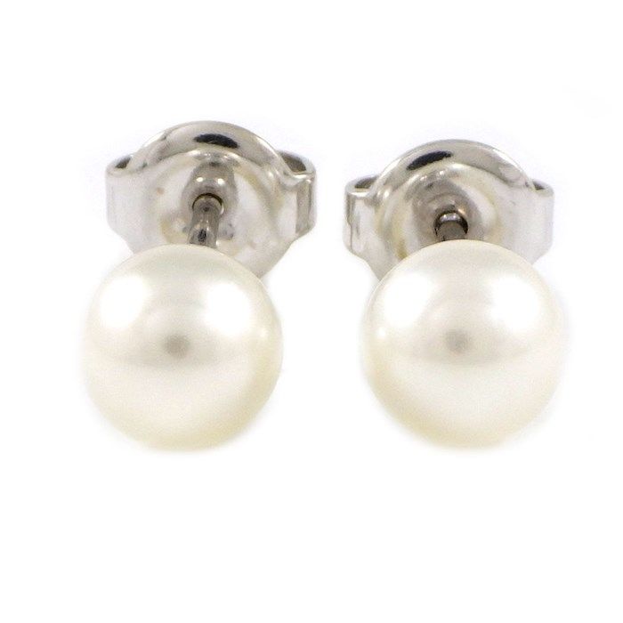 MIKIMOTO 6mm Pearl Earrings in K18 White Gold - Exquisite Craftsmanship