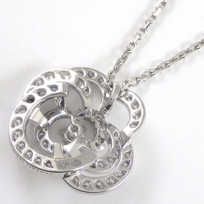 CHANEL Camellia Collection Medium Necklace with Diamonds in K18WG