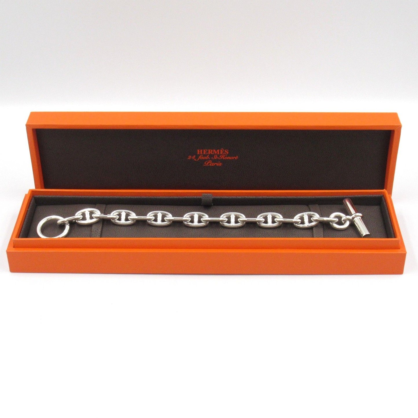 HERMES Silver 925 Chaine d'Ancre MM Bracelet - Exquisite Craftsmanship