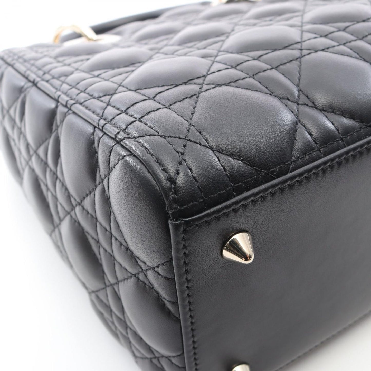 Dior Lady Dior Medium Handbag in Black Leather - Unused Luxury