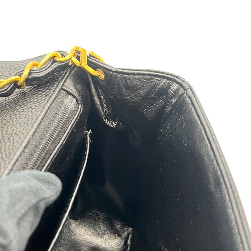 CHANEL Diana 25 Black Caviar Skin Shoulder Bag with Gold Hardware