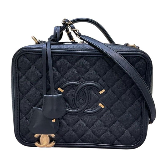 CHANEL CC Filigree Vanity Bag A93344 - Black Caviar Leather