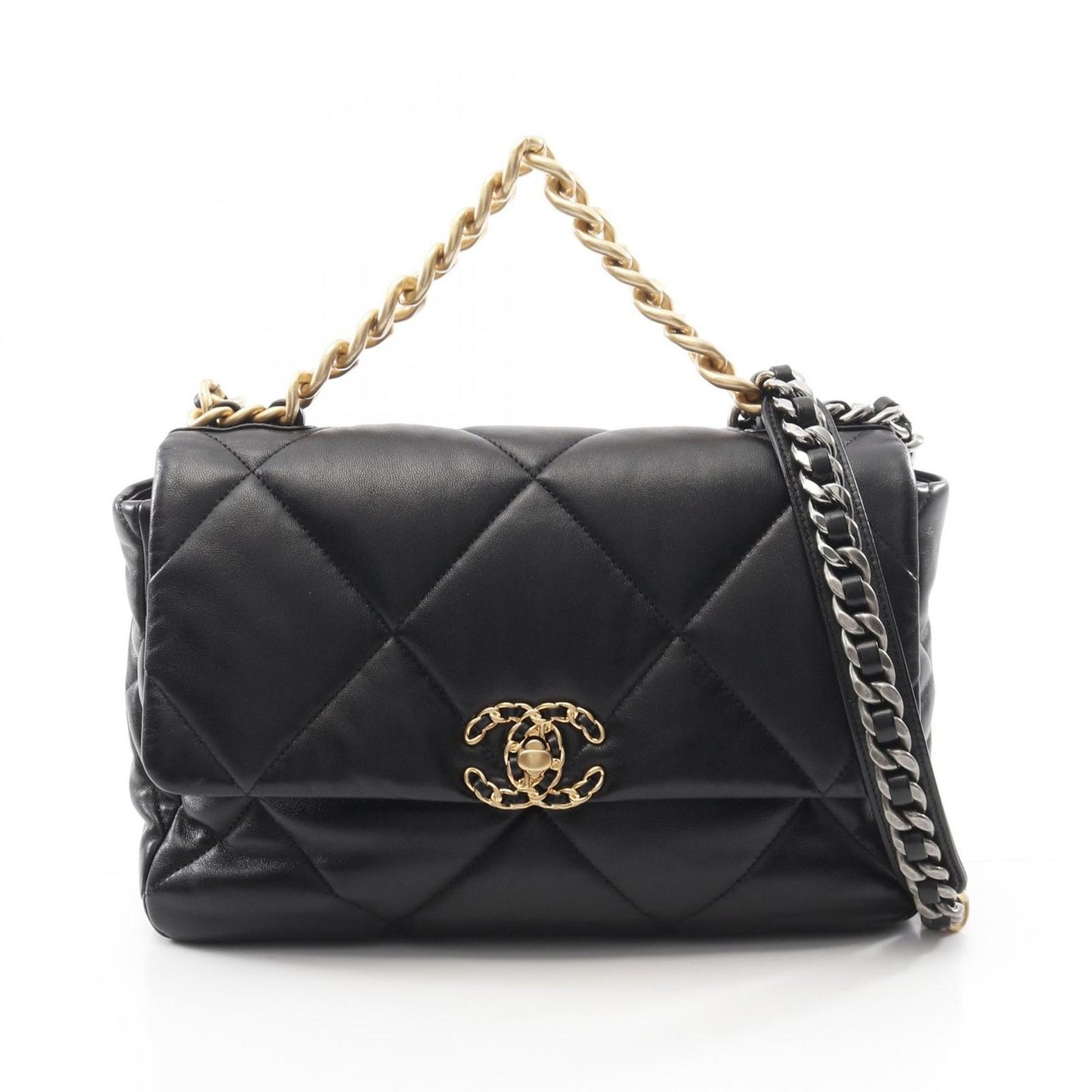CHANEL 19 Deauville Matelassé Shoulder Bag in Black Lambskin