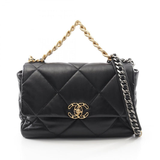 CHANEL 19 Deauville Matelassé Shoulder Bag in Black Lambskin