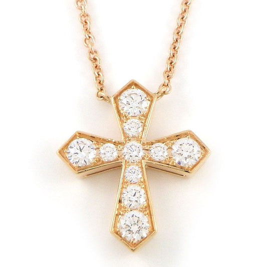 Graff Trapezoid Cross Diamond Necklace in K18 Pink Gold