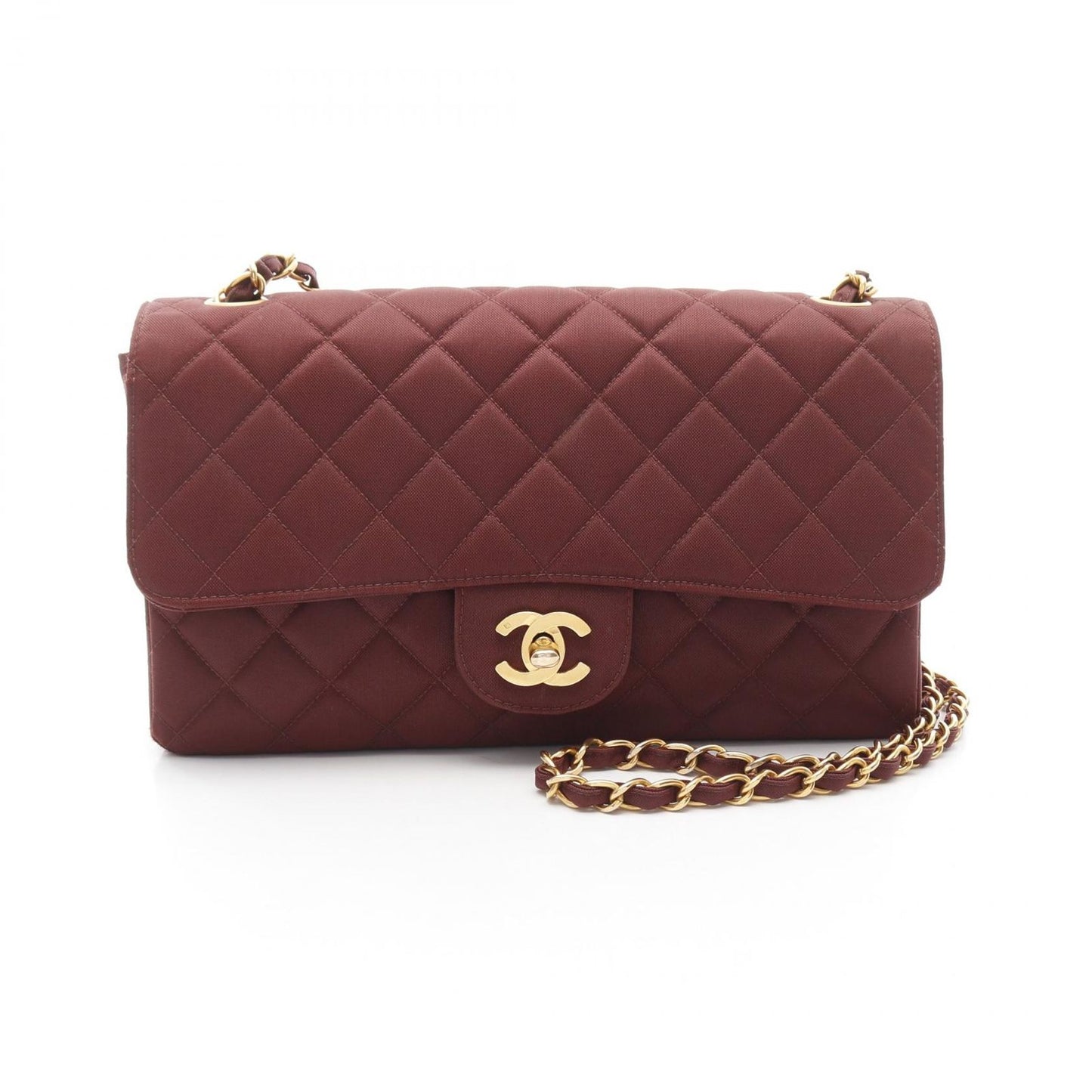 CHANEL Matelassé Single Flap Shoulder Bag in Bordeaux Nylon