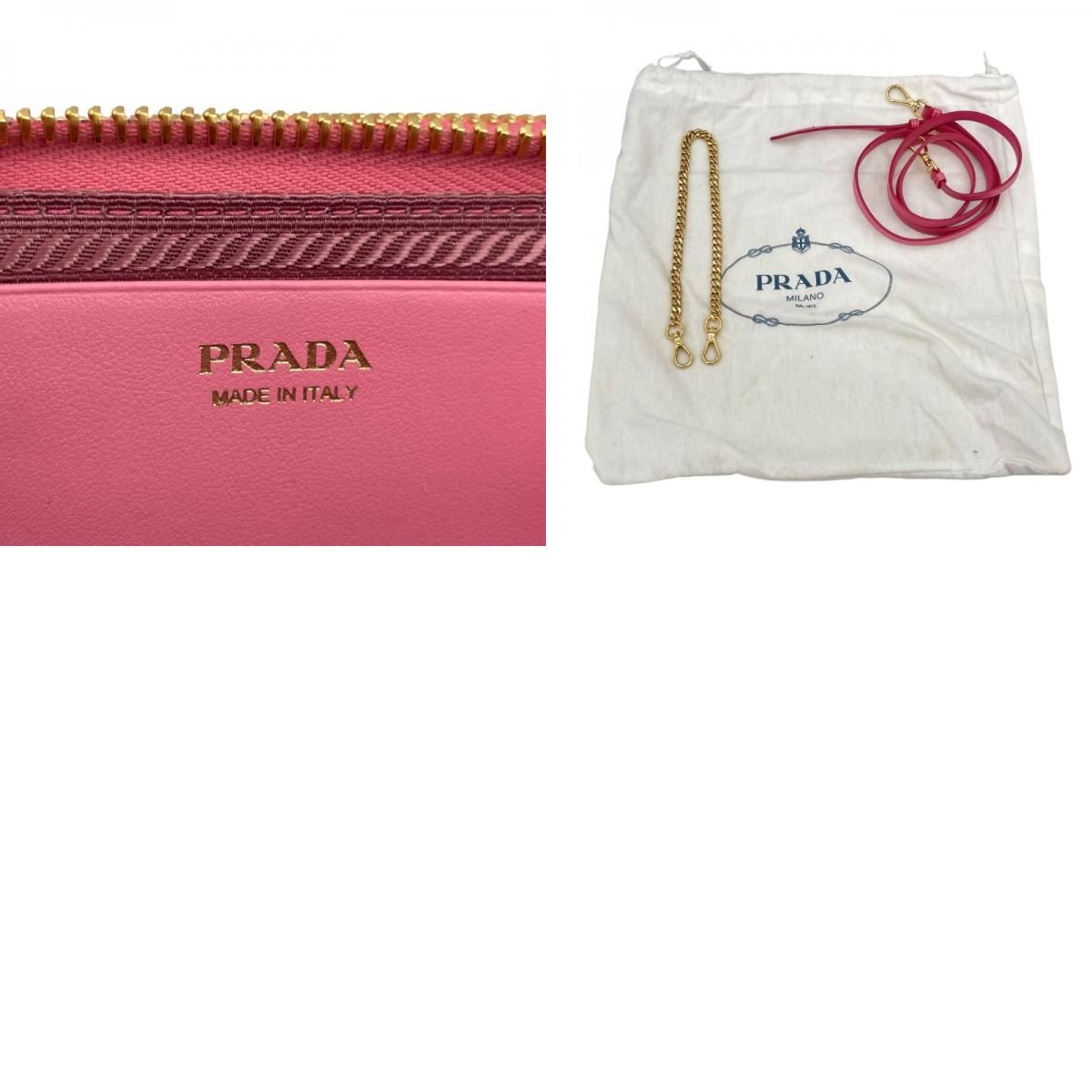 PRADA Triangle Shoulder Bag in Pink with Gold Hardware