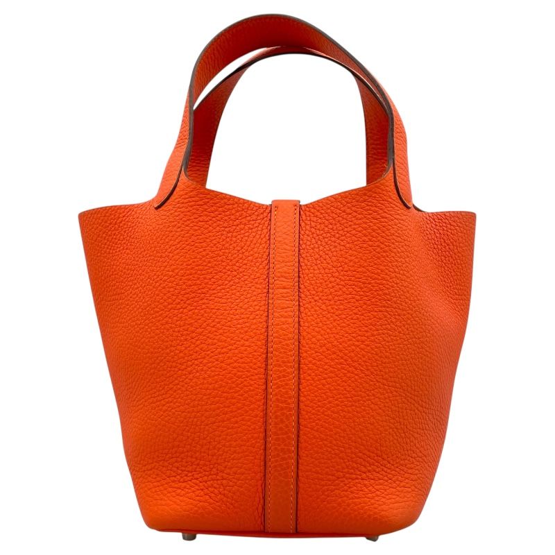 HERMES Picotin Lock PM in Orange Poppy with Silver Hardware