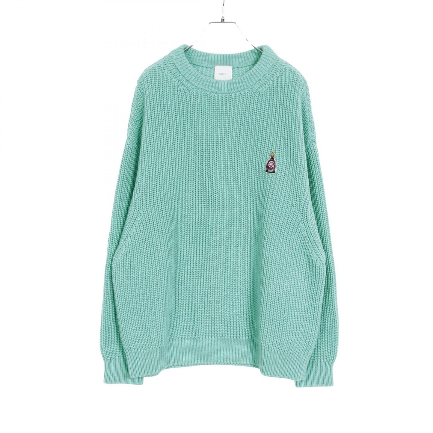 PATOU Fragrance Patch Knit Jumper in Light Blue - Exclusive Luxury