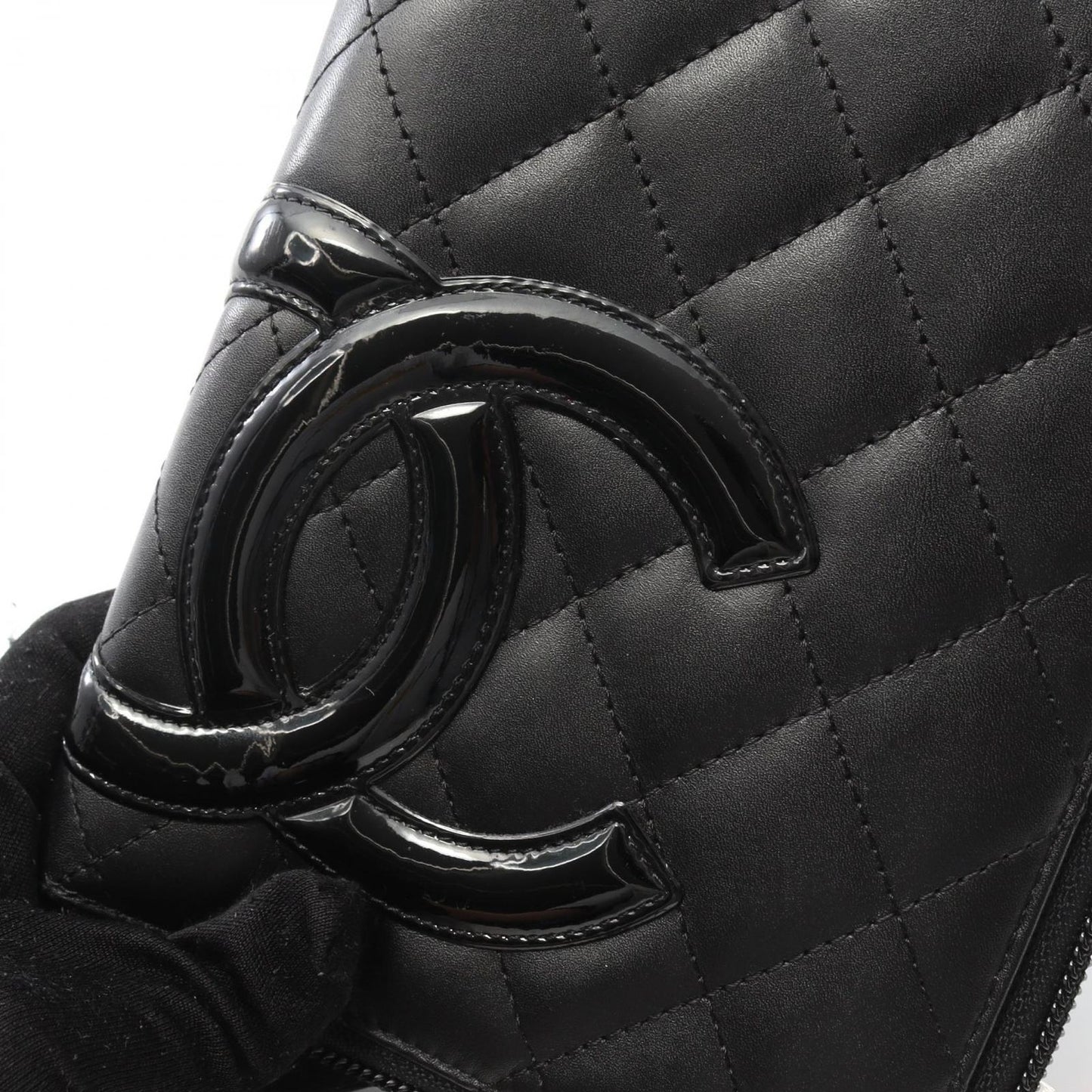 CHANEL Cambon Line Round Wallet in Black Patent Leather