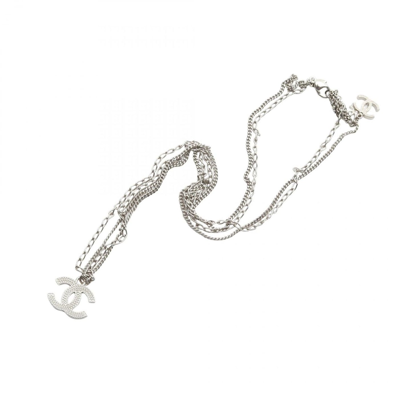 CHANEL Coco Mark Necklace - Exquisite Silver Elegance