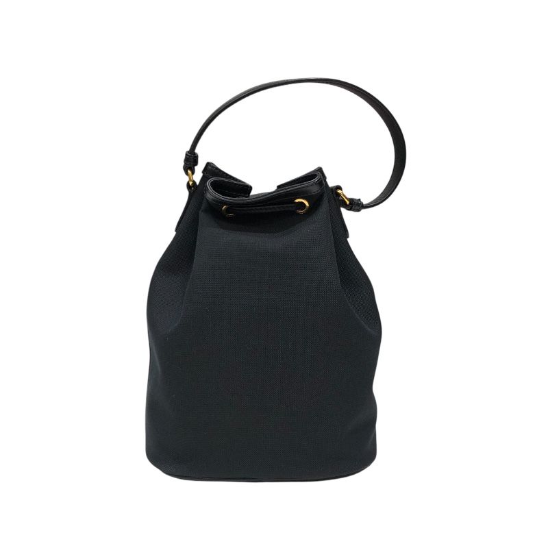 PRADA Duet Bucket Bag 1BH038 in Black Nylon Jacquard