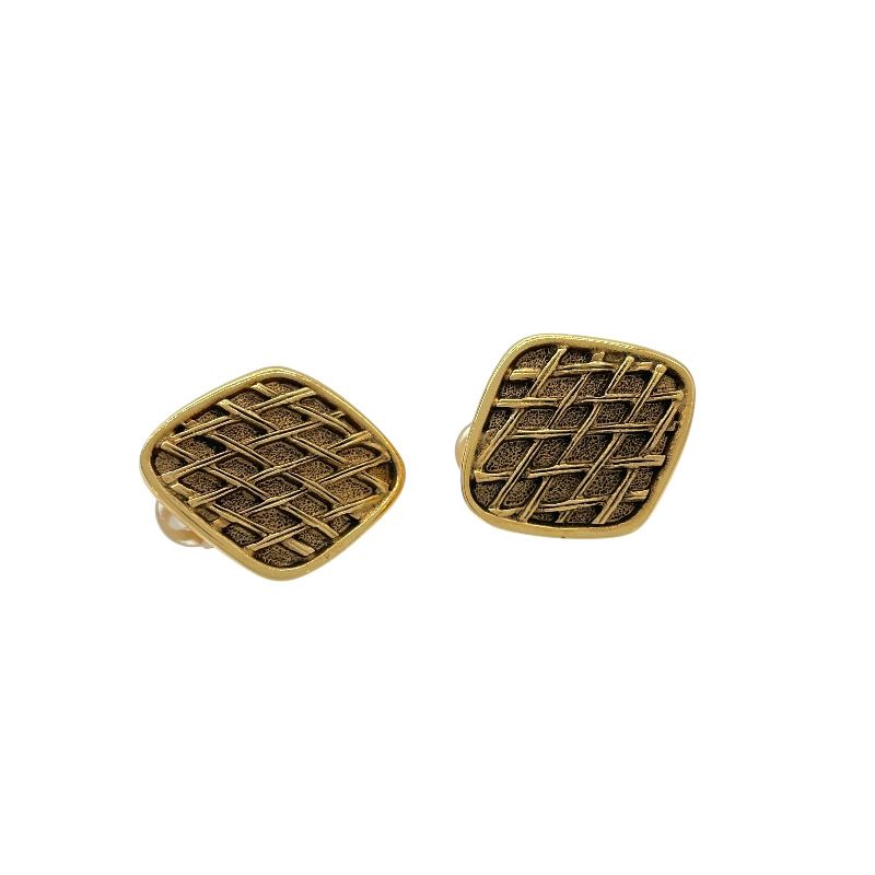 CHANEL Matelassé Gold Metal Earrings - Timeless Elegance