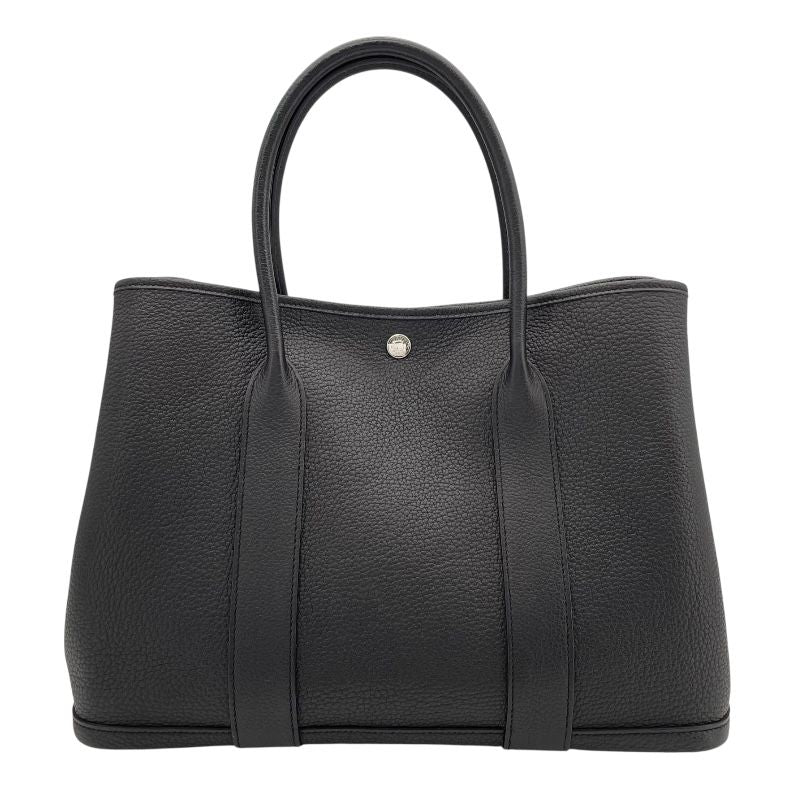 HERMES Garden Party PM Y刻 Black Negonda Handbag with Silver Hardware