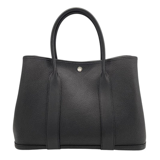 HERMES Garden Party PM Y刻 Black Negonda Handbag with Silver Hardware