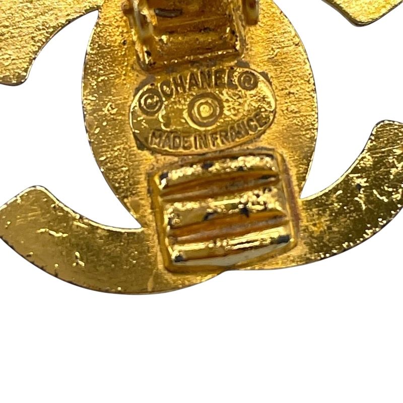 CHANEL Coco Mark Turn Lock Earrings in Gold Metal