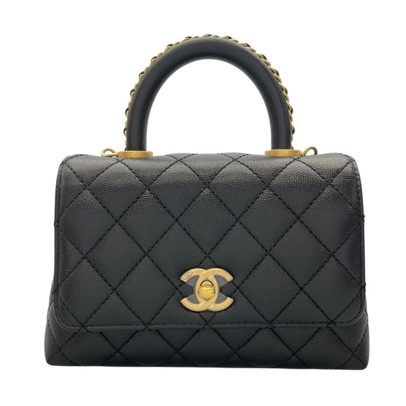 CHANEL Coco Handle XXS Black Caviar Leather Shoulder Bag