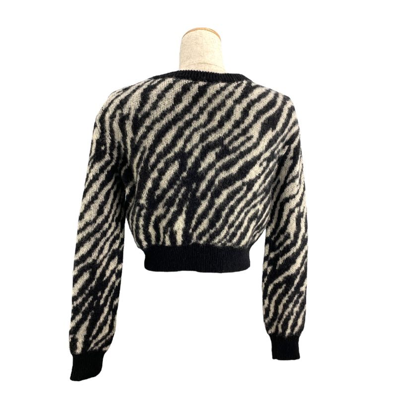 CELINE Zebra Knit Sweater - Black Wool, XS - Exquisite Craftsmanship
