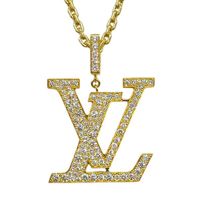 Louis Vuitton XL Pendant LV Diamond Necklace in Gold - Exclusive Luxury