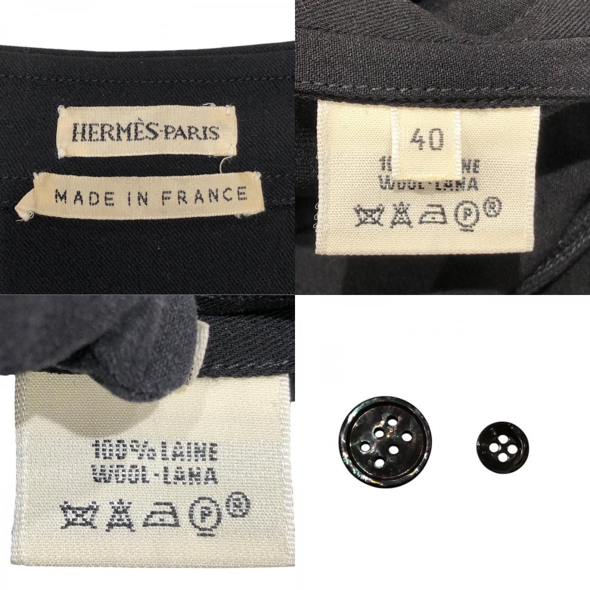 HERMES Layered Shirt Dress in Black Wool - Size 40