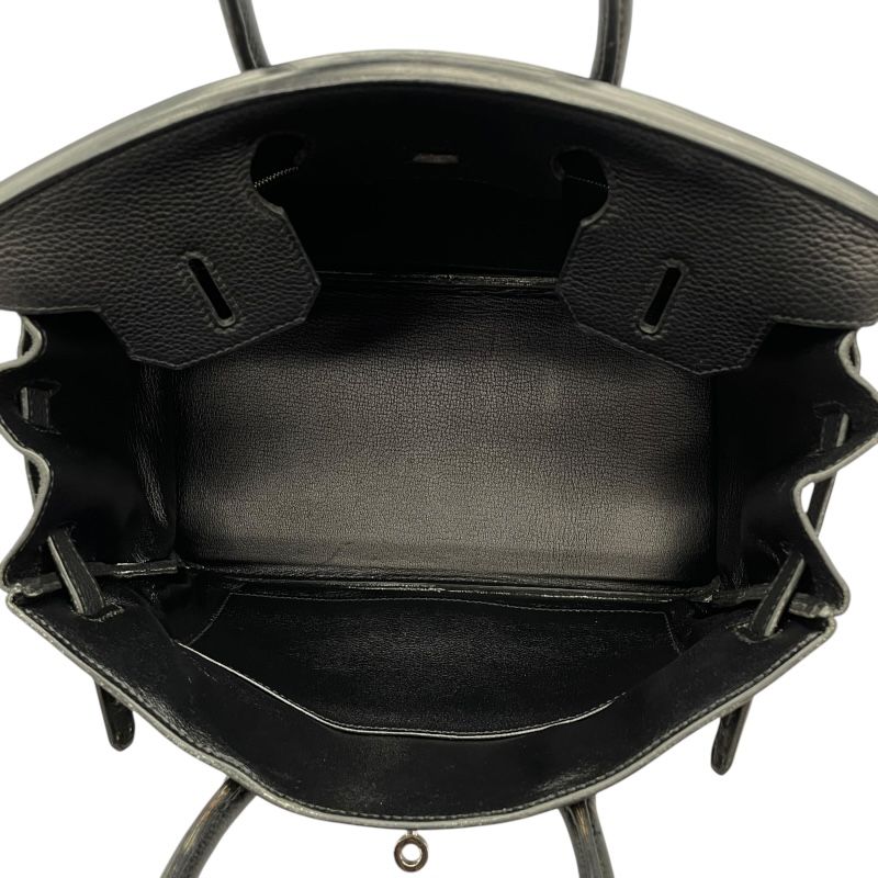 HERMES Birkin 30 Black Togo Leather Handbag with Silver Hardware