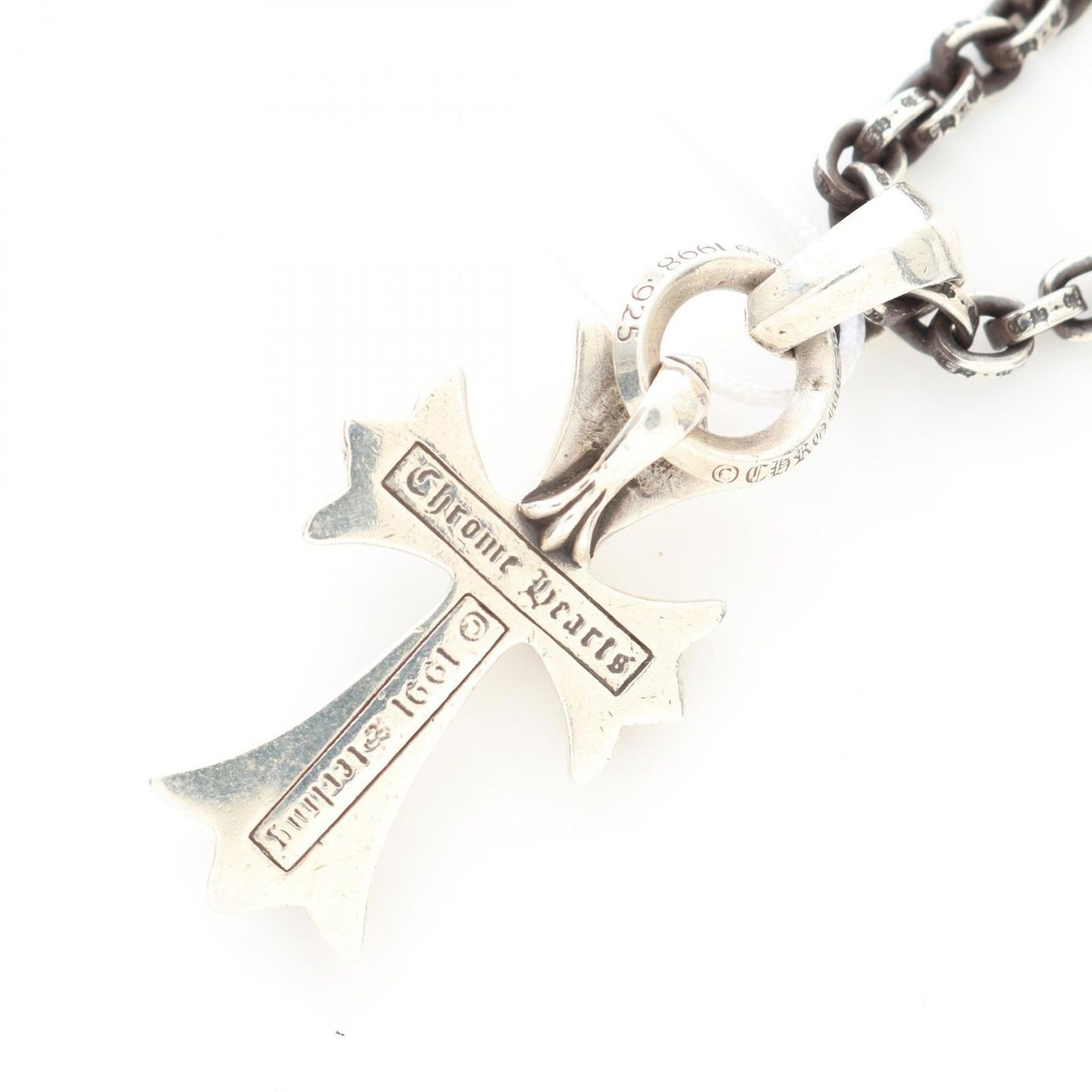 CHROME HEARTS Small Cross Pendant Necklace with Paper Chain
