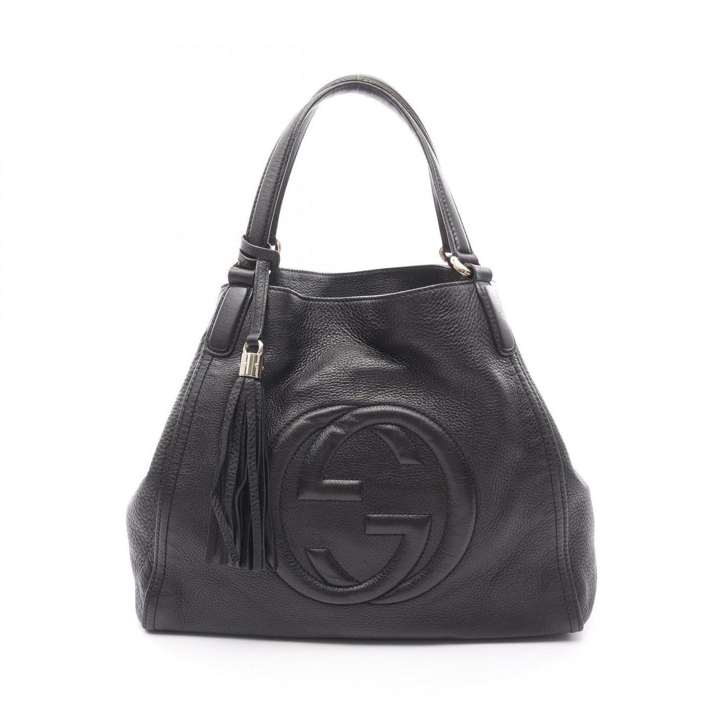 GUCCI Soho Seralius Interlocking G Tote Bag - Black Leather