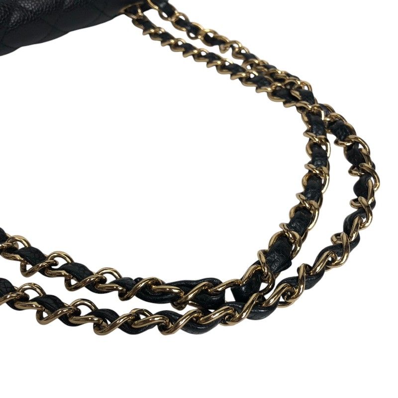 CHANEL Matelassé 25 Black Caviar Skin Shoulder Bag with Gold Hardware