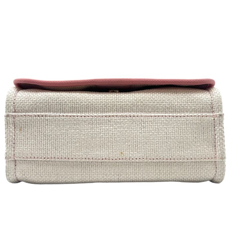 CHANEL Deauville Messenger Bag A93183 Pink & White with Silver Hardware