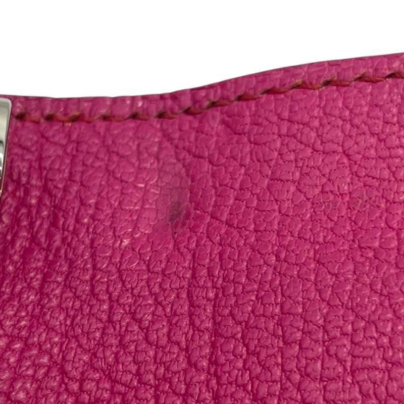 HERMES Béarn Key Case in Fuchsia Pink with Silver Hardware