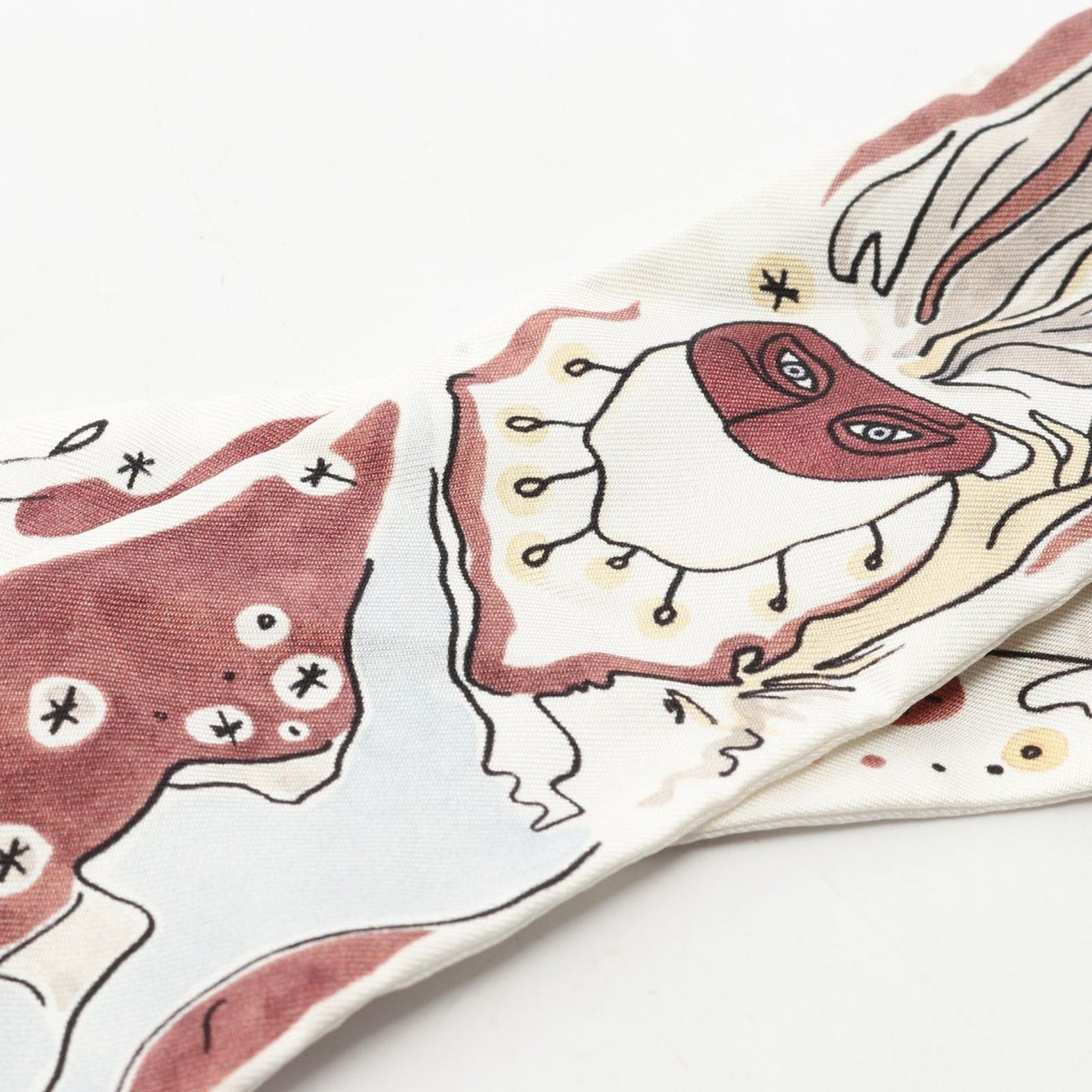 Dior Mitzah Silk Scarf - Exquisite Burgundy & White Elegance