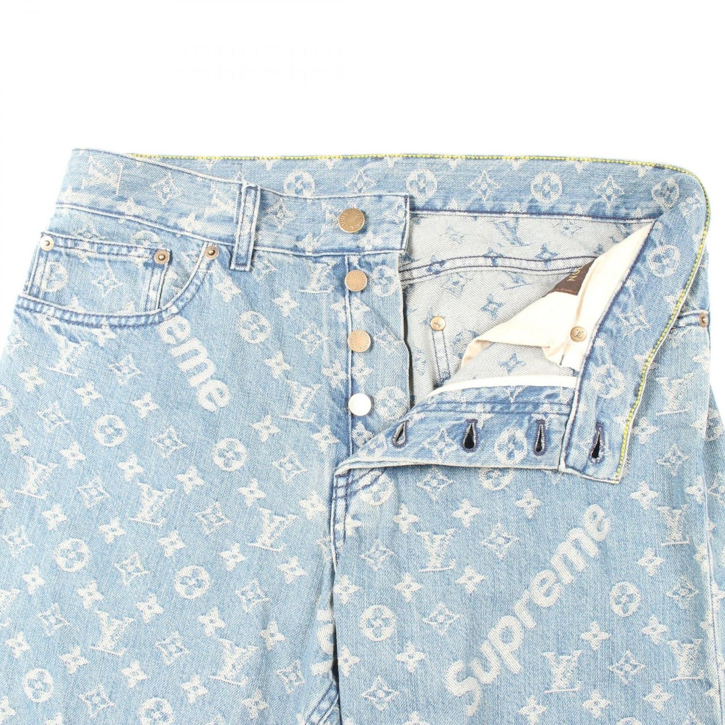 LOUIS VUITTON × Supreme Monogram Jacquard Denim Pants - Blue