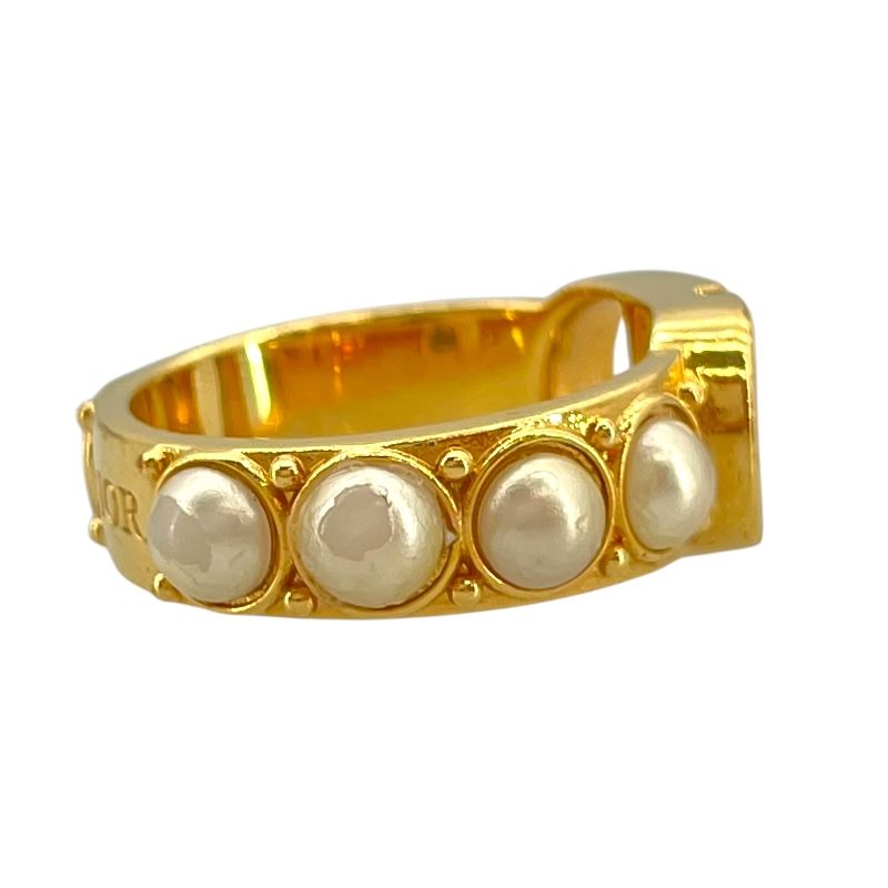 Christian Dior 30 Montaigne Ring in Gold Brass with Pearl Accents
