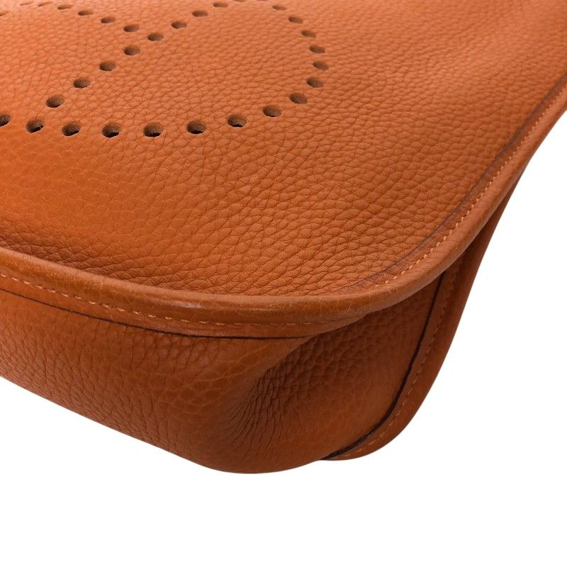 HERMES Evelyne 1PM Orange Togo Leather Shoulder Bag with Silver Hardware