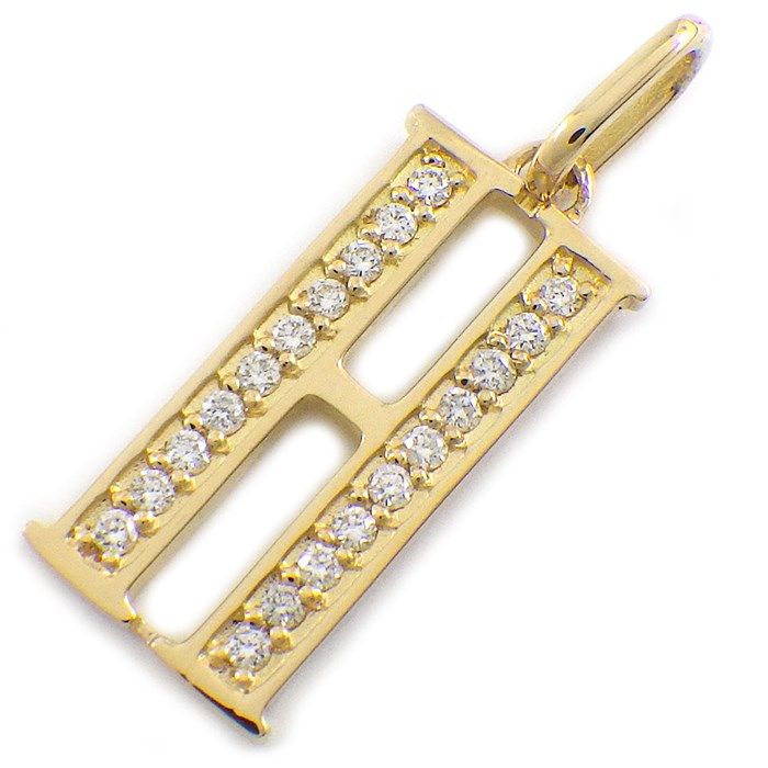 Elegant Diamond Initial Pendant in K18 Yellow Gold - Letter H
