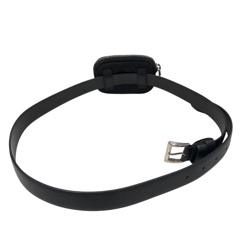 PRADA Saffiano Pouch Belt 34/85 Black & Gold Hardware